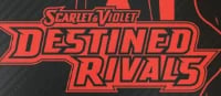 Scarlet Violet Destined Rivals logo with red text on dark background