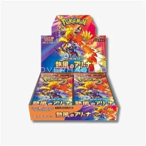 Pokémon Trading Card Game booster box featuring Scarlet and Violet Japanese expansion with colorful fire-type Pokémon artwork