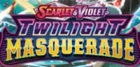 Scarlet and Violet Twilight Masquerade logo with vibrant purple, blue, and yellow colors