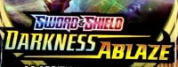 Sword and Shield Darkness Ablaze Pokemon Trading Card Game expansion logo with gold lettering and dark background