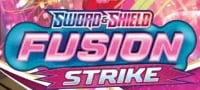 Sword and Shield Fusion Strike logo with pink and blue gradient background