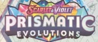 Scarlet Violet Prismatic Evolutions Pokemon card game logo with colorful gradient background